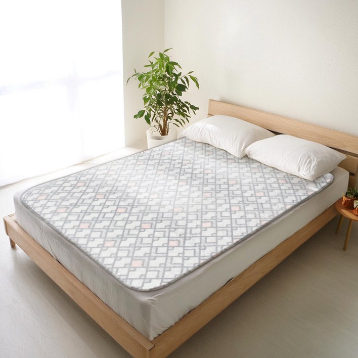 일월 워셔블 카본 온열 전기매트 체크 그레이