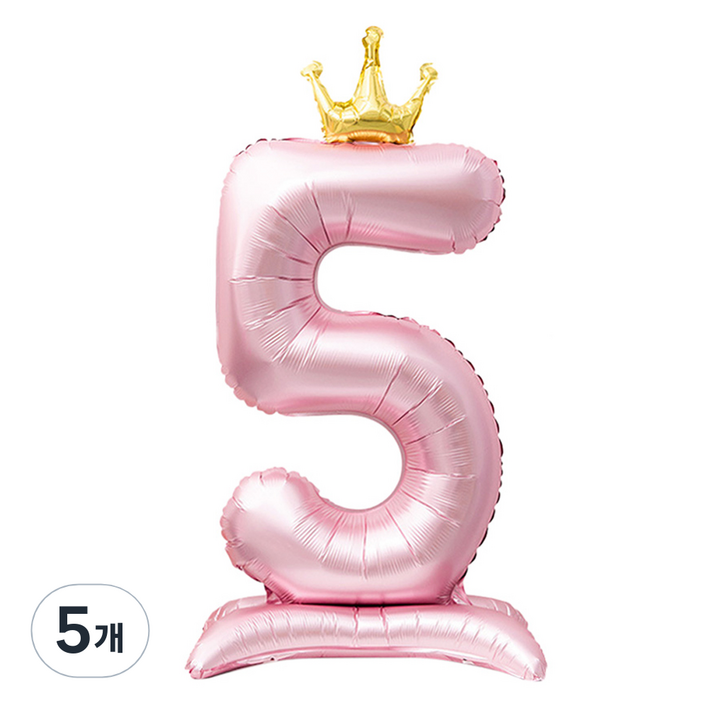 인블룸 대형 왕관 숫자 스탠드 파티풍선 5, 핑크, 5개