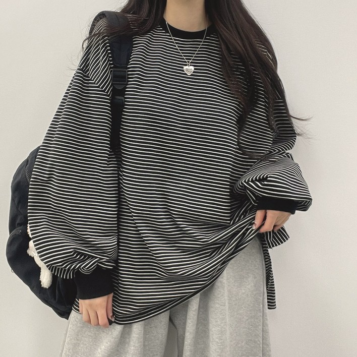 위드후이린 여성용 박시 긴팔 티셔츠