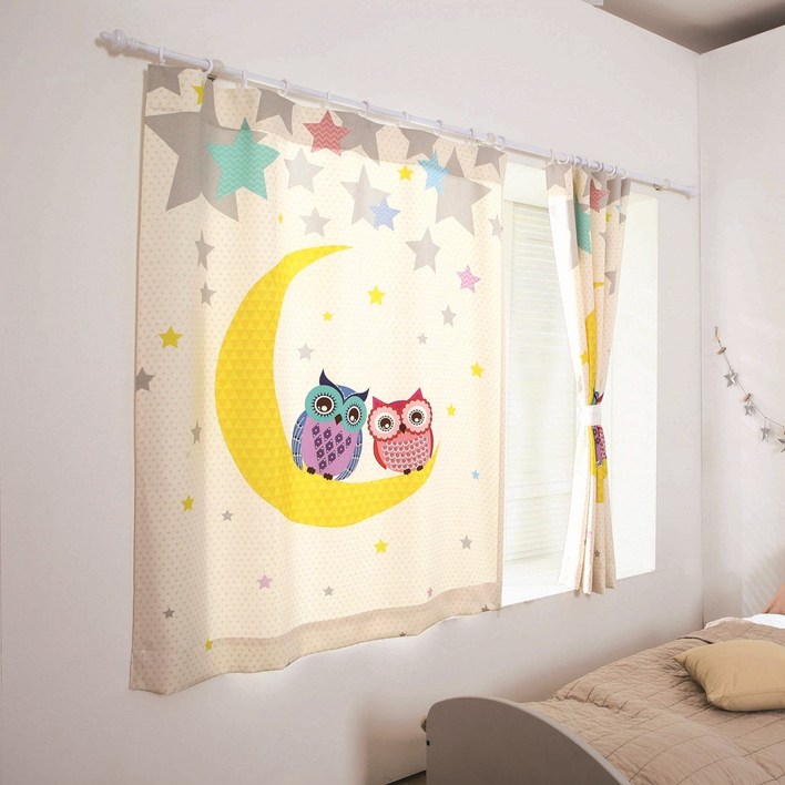 리빙존 화이트 암막 창문 키즈커튼 핀링형 2p