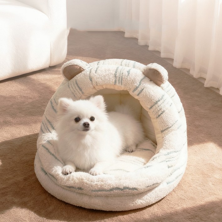 허니버블 반려동물 곰돌이 극세사 분리형 방석 하우스