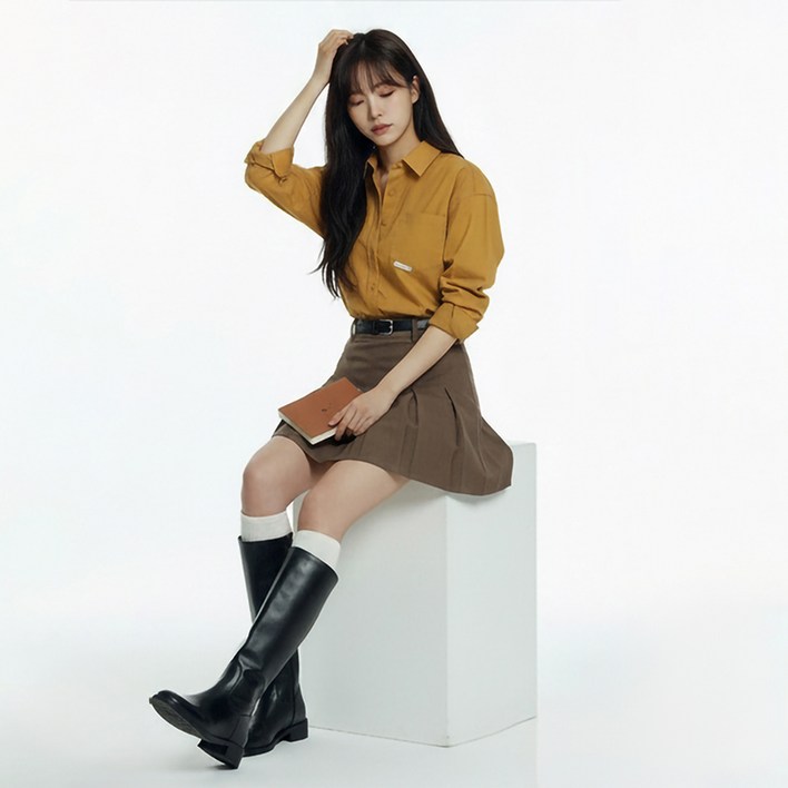 페이퍼먼츠 여성용 사일리 뒷트임 루즈핏 카라 셔츠 13905