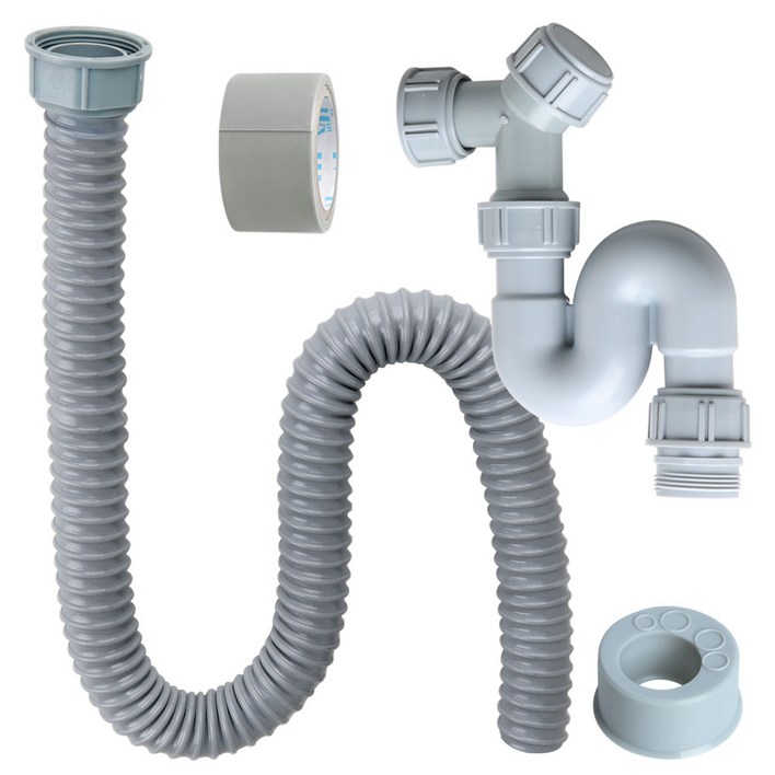 와이넷 싱크대 호스 100cm  L 트랩 세트, 그레이, 1세트