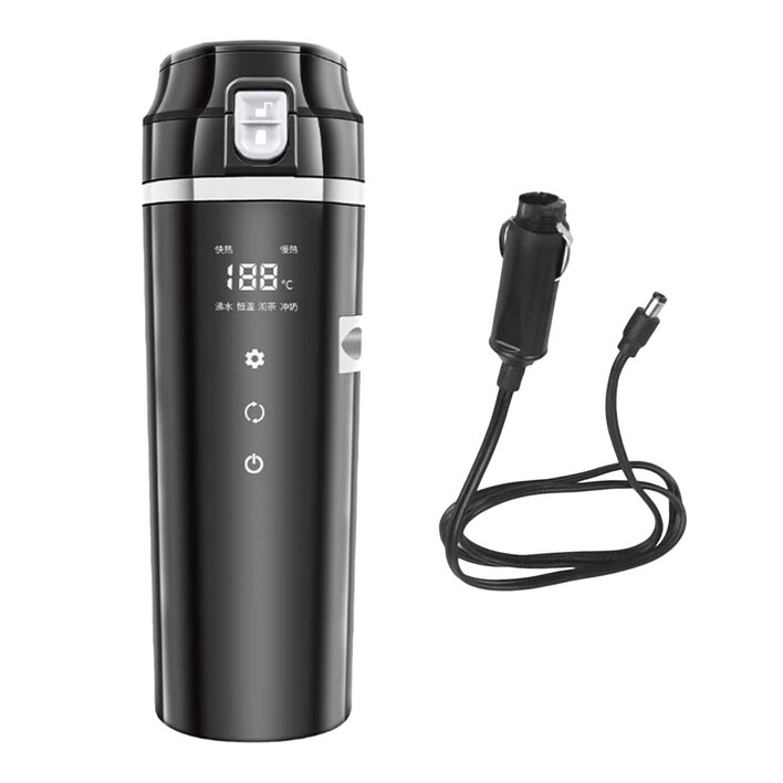 500ML 차량용 전기포트 카포트 보온보냉 휴대용 차량용전기포트 12V 24V 겸용