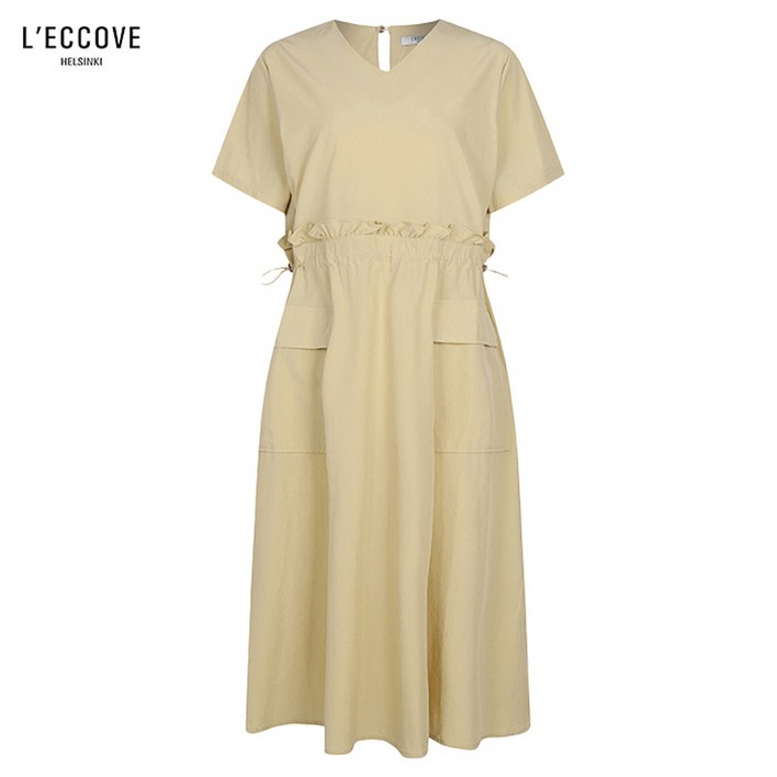 (레코브) 허리스트링 브이넥 반팔 원피스(LU61B8OP547X)