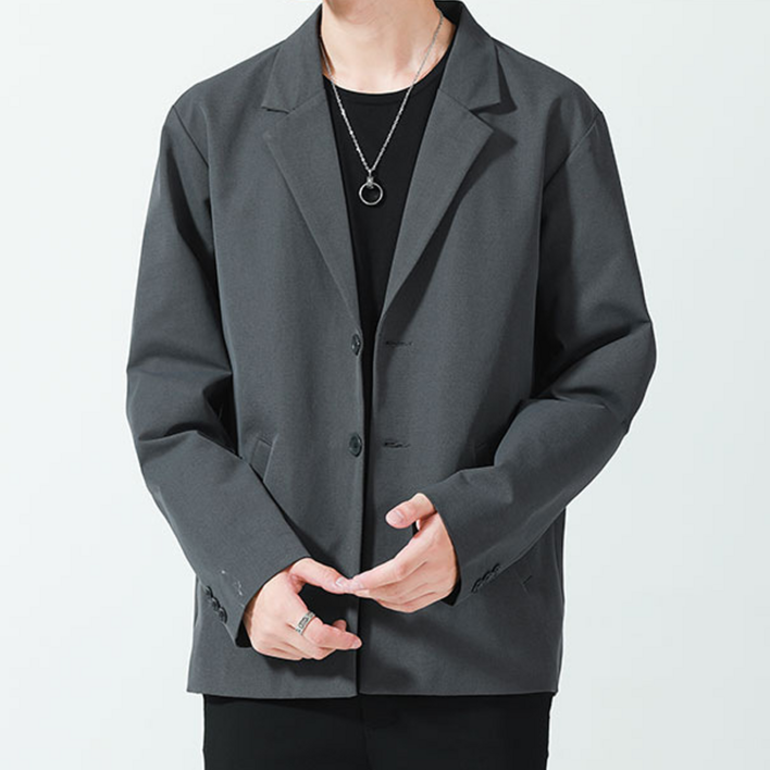 ANYOU 남성 캐주얼 정장 경량 두버튼 오버핏 정장코트