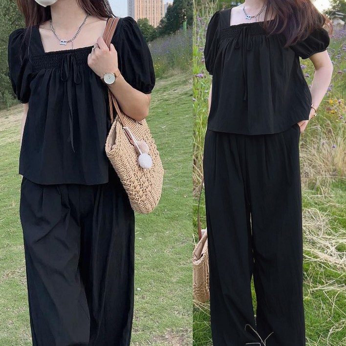 드마엘썸머 프릴 루즈핏 투피스 세트 3color 하객룩 데이트룩 바캉스룩