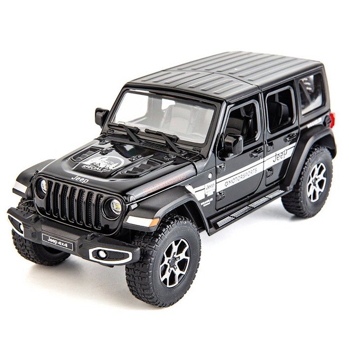 다이캐스트 금속 122 지프 랭글러 루비콘 합금 풀백 자동차 모형, 1개, 블랙