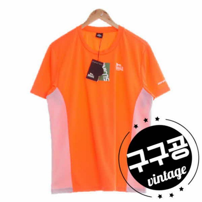 3386 lonsdale 론즈데일 남자 여름 형광주황 폴리 스포츠 라운드 반팔 [110]