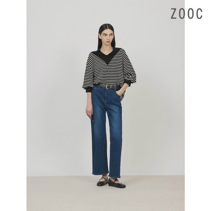 ZOOC 오버사이즈 스트라이프 티셔츠 BK Z244MSM005