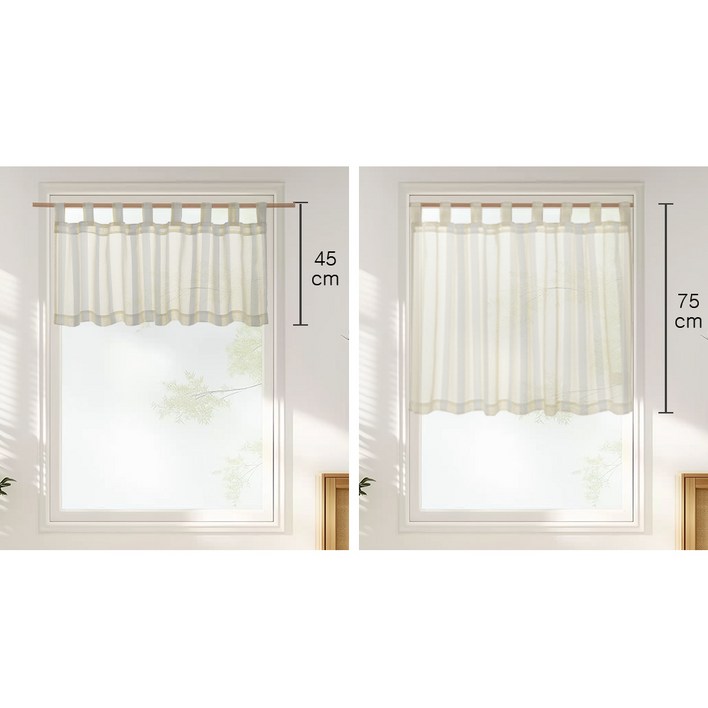 주방커튼 창문가리개커튼 쉬폰바란스 주방 창문커텐 예쁜주방커텐 발란스 스트라이프 미니커튼 봉집형 1p