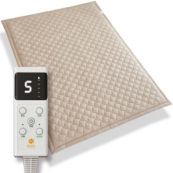 전자파없는 탄소매트 워셔블 침대 전기매트 싱글 더블, 2인용 퀸150X200cm, 샌드베이지바람개비