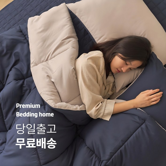 당일출고 부드러운 먼지 없는 향균 양면 사계절 차렵이불세트 2color
