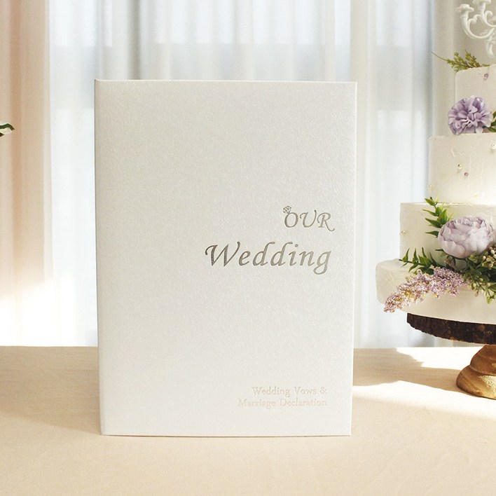 성혼선언문 혼인서약서 케이스 (디자인: Our Wedding 화이트) 결혼식축사 셀프웨딩 준비물 예식축사 소품 웨딩상장케이스, 1세트