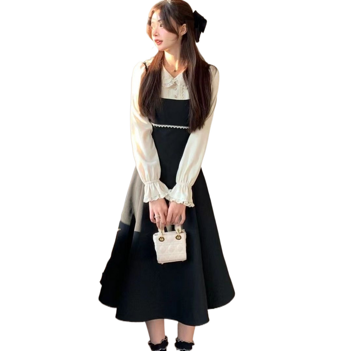 셀럽당 여성 춘추 슬림핏 긴팔 롱 원피스 NR0042LI