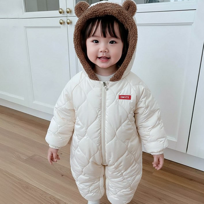 몽실이 퍼안감 패딩 방한우주복 아기 아동 겨울 귀달이 외출복 점프슈트 아우터