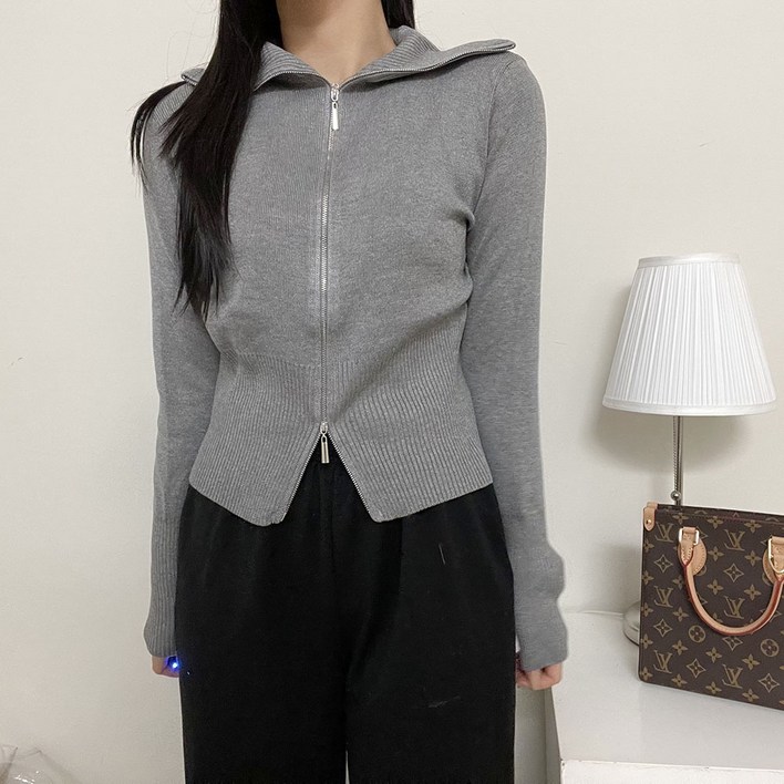 VANANA2 여성 러블리 베이직 새일러 카라 니트 투웨이 집업 5color