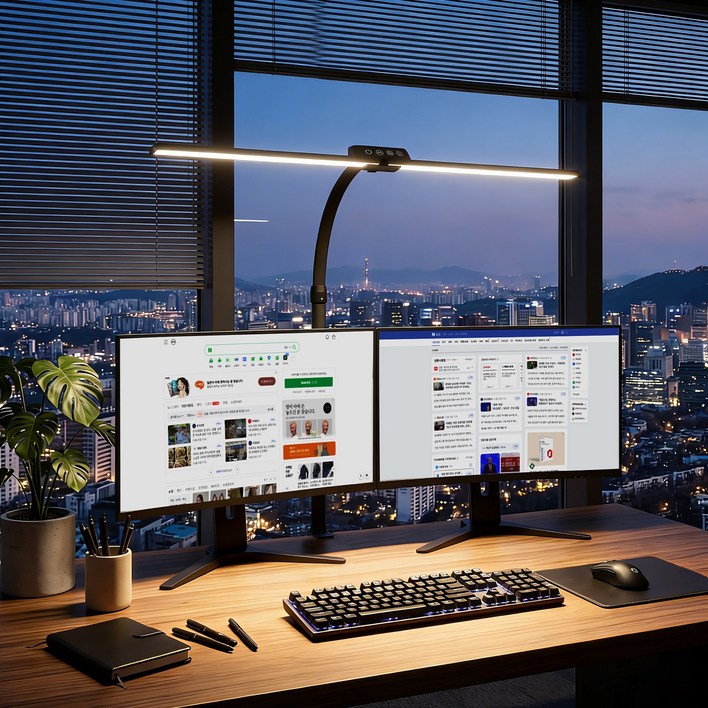 Airwit 책상 와이드 스탠드 조명 LED 모니터 조명 데스크램프 클립형 플렉시블 고휘도 독서용 책상등