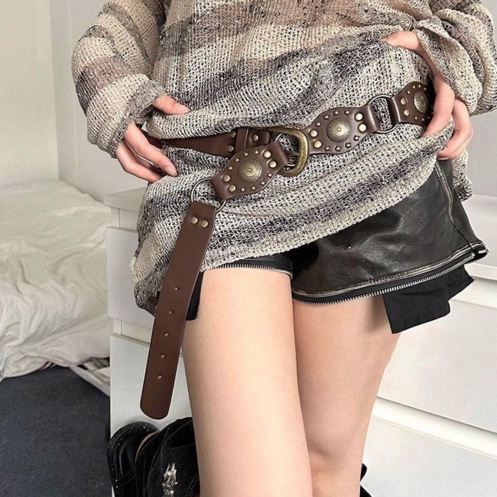 빈티지 웨스턴 카우보이 콘초 레더 벨트