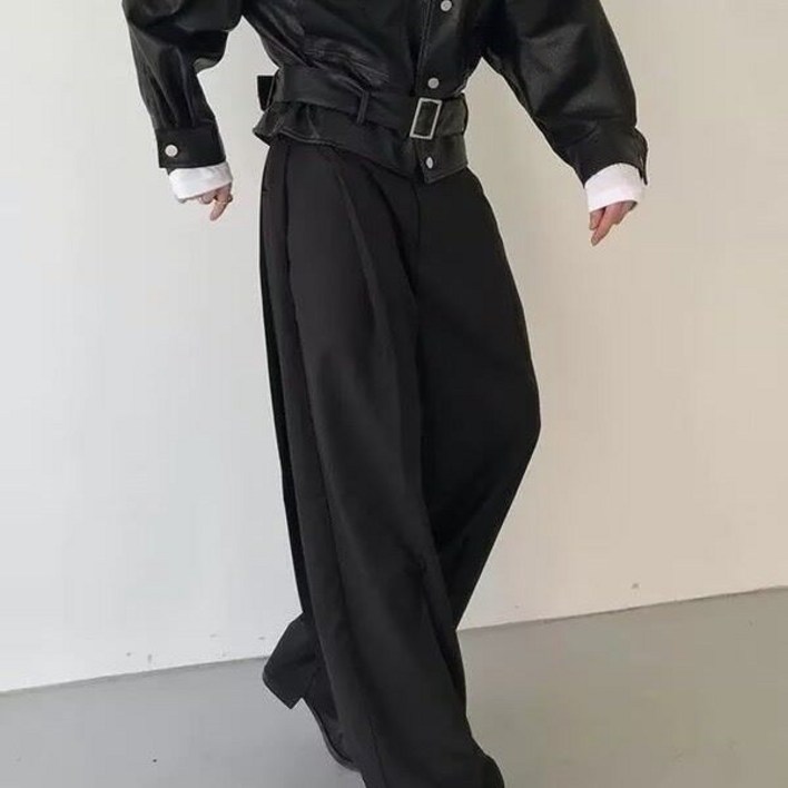 남성 정장 바지 봄 여름 패션 기질 얇은 와이드 팬츠 남자 캐주얼 일자 긴바지 YHY