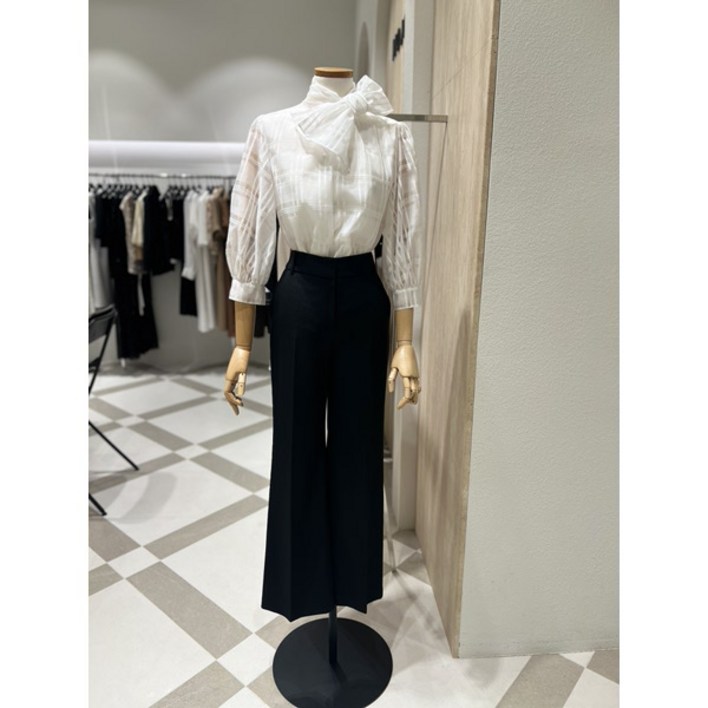 [모조에스핀] J253XSC008 하이넥 스카프 7부 블라우스