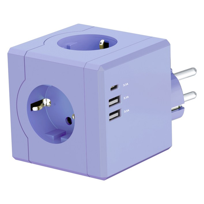 티메코 SF코팅 큐브 디자인 멀티탭 4000W 고용량 3구 (USB-A 2개 C타입 1개)