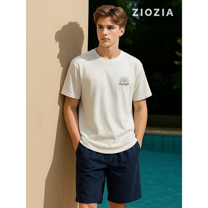 지오지아 코튼 SURF 그래픽 오버핏 반팔티셔츠 A  AEC2TR3181 A