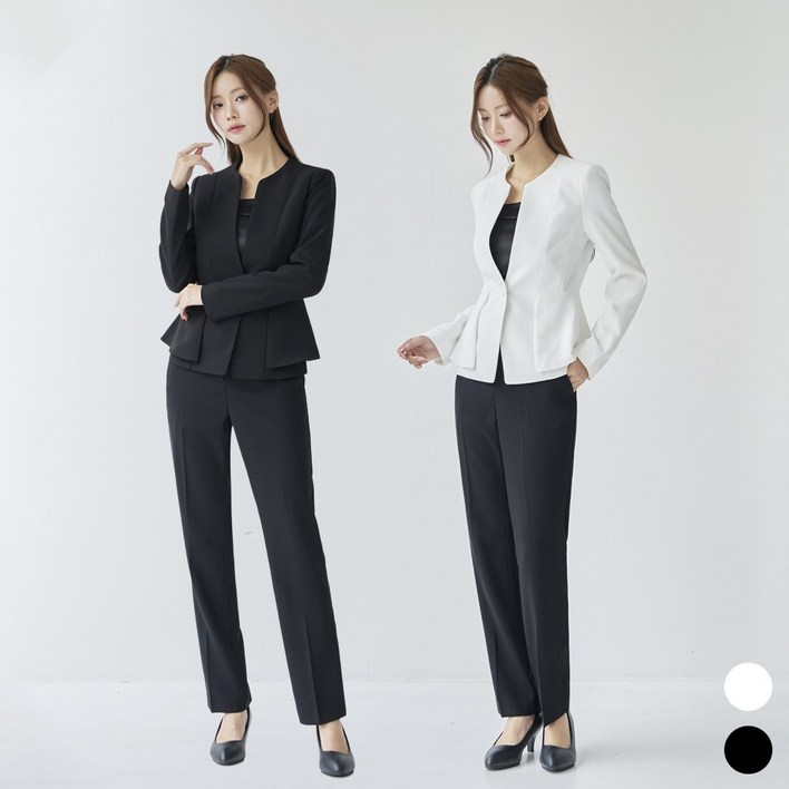 노카라 여자 바지 정장 세트 베이직 무지 일자 플레어 프릴 고급 Y날개