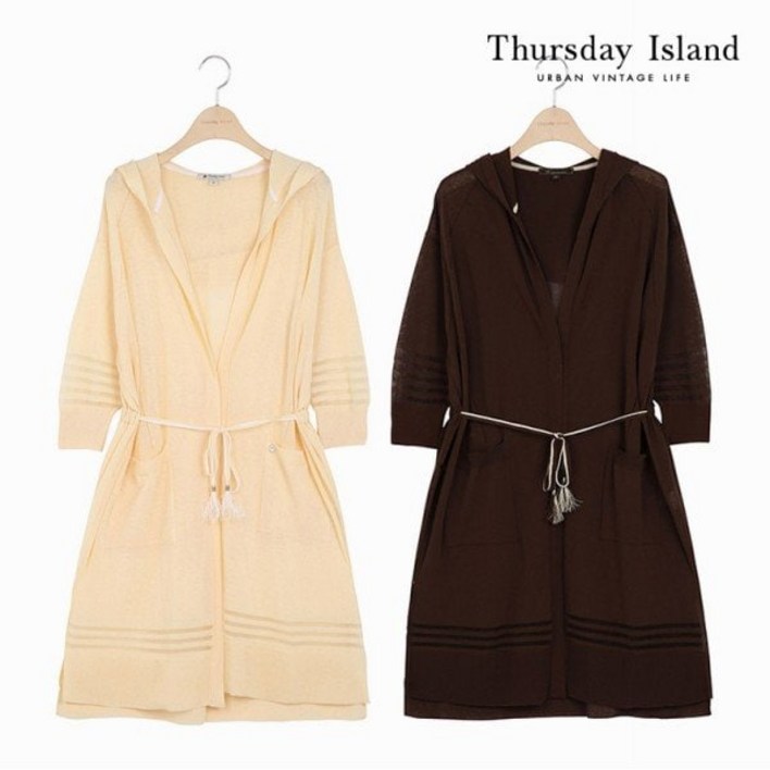 백화점정품 써스데이아일랜드 원피스 여성 타슬 장식 포인트 후드 롱 가디건 T204MCD232W P320293082 하객