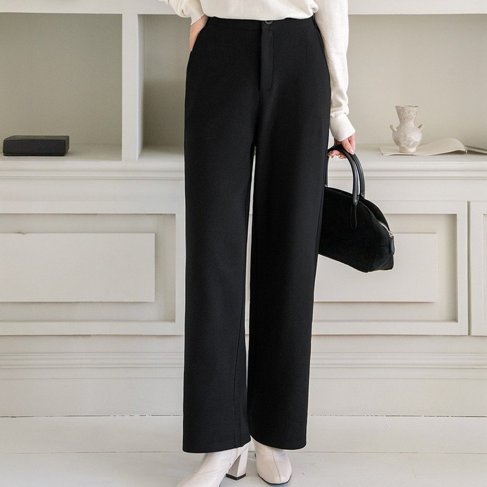 코코라벨라 여성 일자 뒷밴딩 스판 와이드 슬랙스