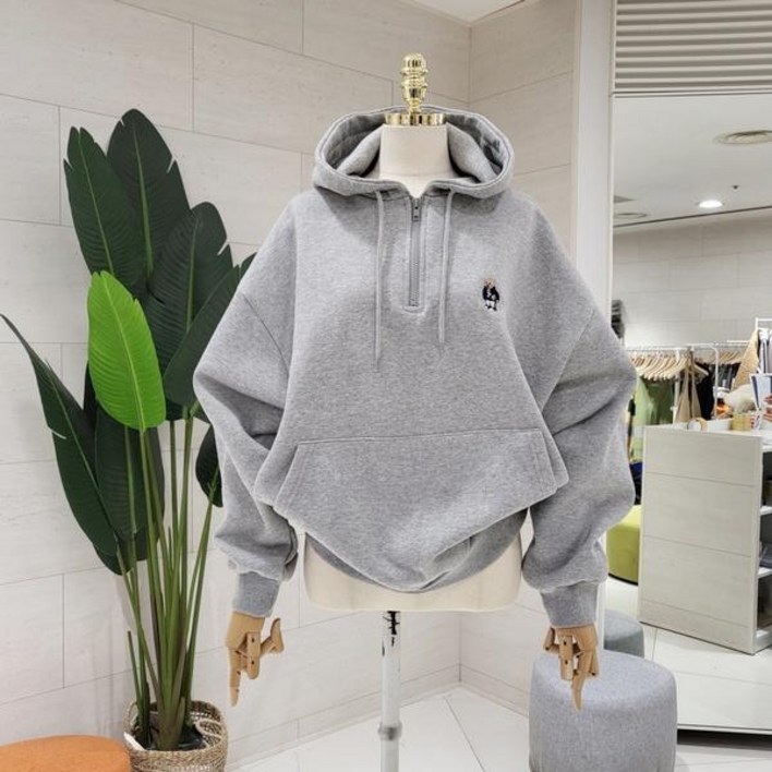 C23J7FTS033_기모 테디자수 반집업 후드맨투맨