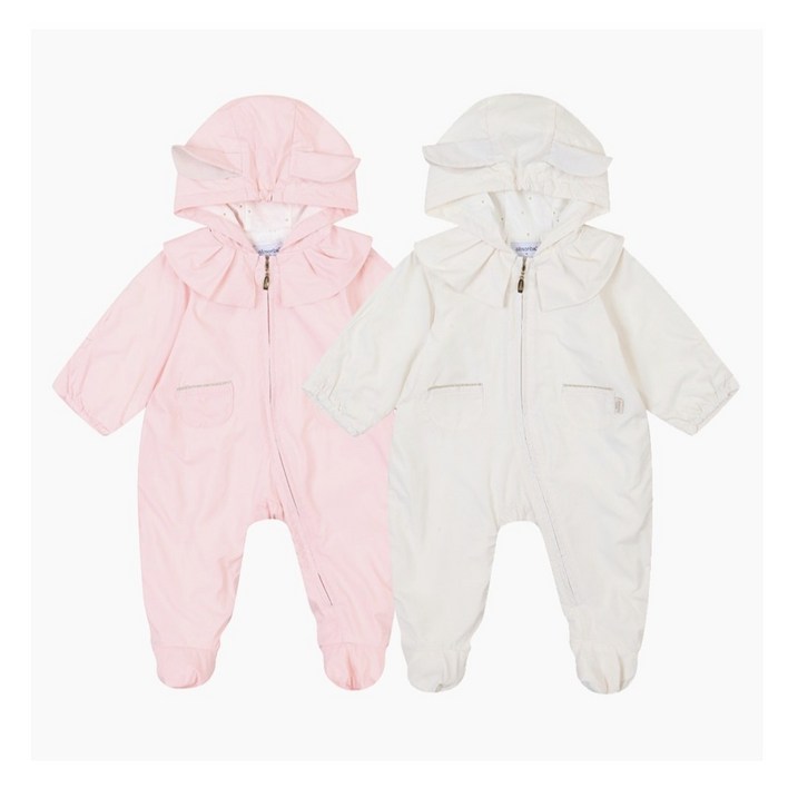 압소바 아기 간절기 바람막이 우주복 면100 안감 여성 디자인