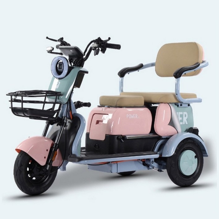 리셀크루 X5 삼륜 전기스쿠터 세발 전동차, PINK + BROWN