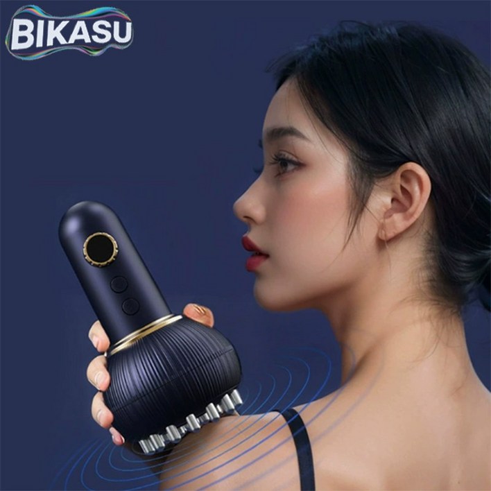 BIKASU 무선 충전식 괄사 마사지기 온열 바디 복부 팔뚝 종아리 허벅지 승모근 경락 마사지