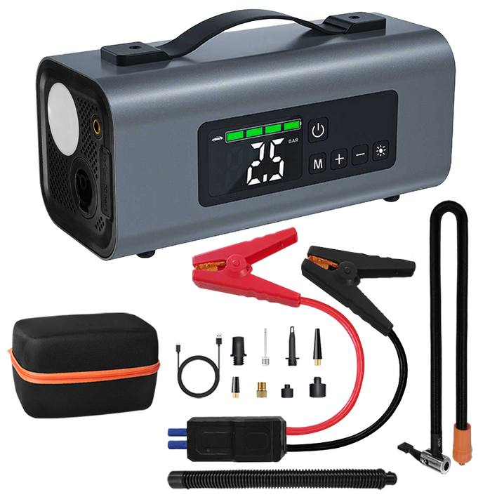 Gaayou 점프스타터 6in1 피크 2000A 긴급시동  에어펌프차량바이크공구  진공기  LED라이트  송풍기  휴대용 멀티 비상키트스마트 점프 케이블