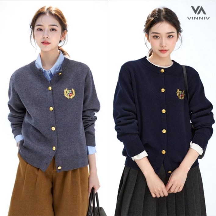 비니브 컬리지 자수 가디건 2종