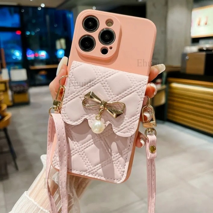 갤럭시 S24 S23 플러스 울트라 핸드폰 케이스 귀여운 지갑 가죽 가방 어깨끈 달린 휴대폰 커버