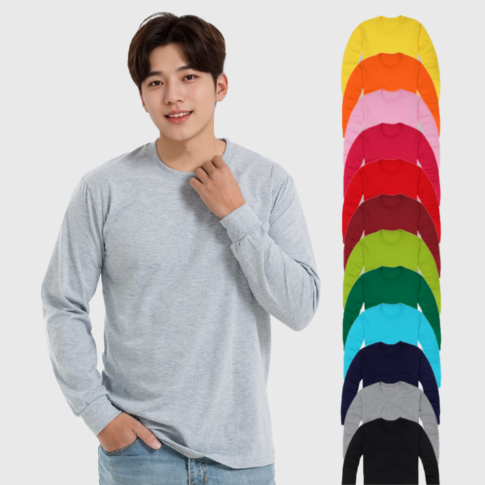 긴팔 30수 무지 라운드넥 티셔츠 남여공용 S3XL 17color 국내생산 빅사이즈