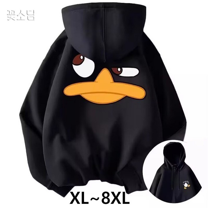 남자 오버핏 기모 후드티 빅사이즈 캐릭터 패턴 맨투맨