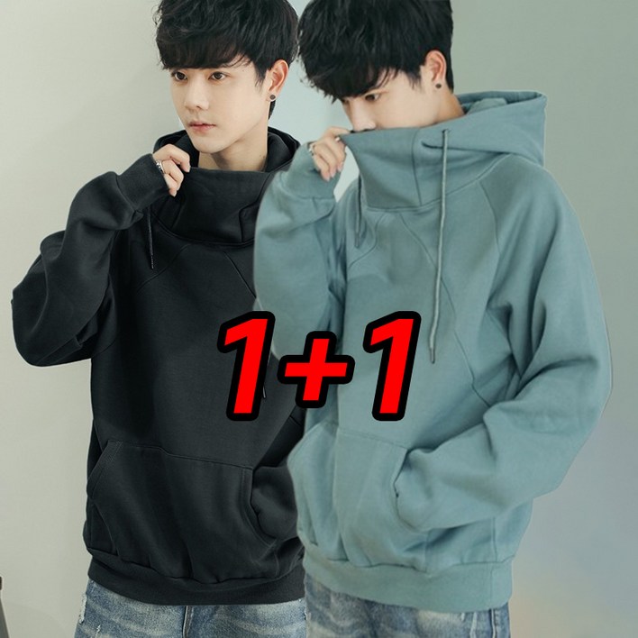 TIMEPURE 11 세트 남녀공용 하이넥 후드티 오버핏 커플룩 봄가을 루즈핏 아우터