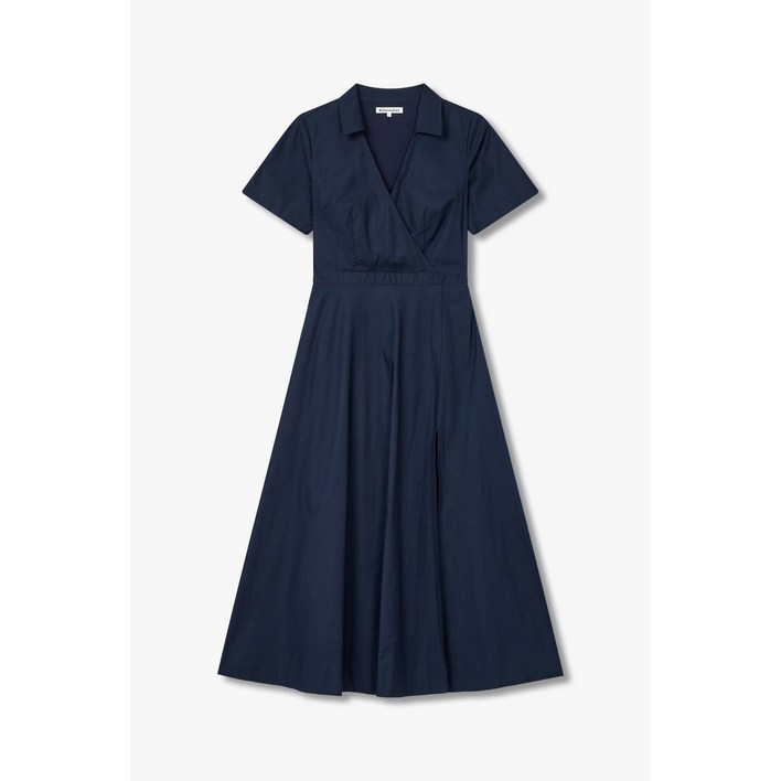 REFORMATION 칼라드 코튼 슬릿 원피스 Isadora Dress  네이비 270561