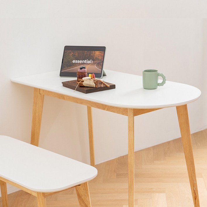 싯존 원목식탁카페테이블 반원형 1000X600mm, 화이트 싯존 원목식탁카페테이블 반원형 1000X600mm, 화이트