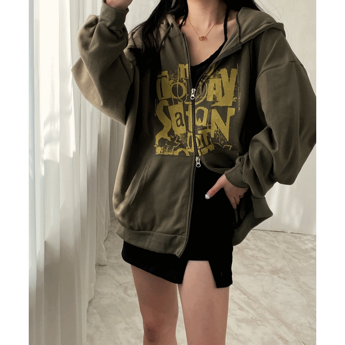 [박스핏]쉐이드 프린팅 투웨이 오버핏 후드 집업