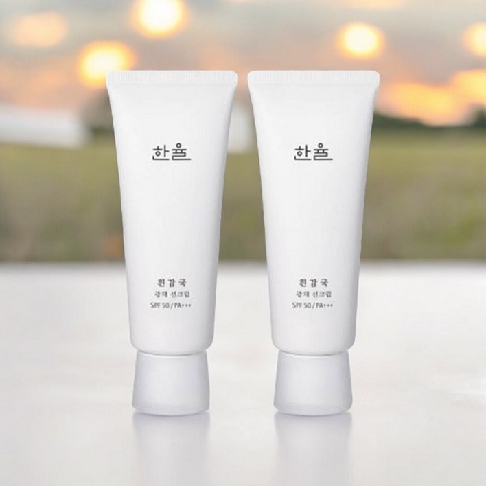 한율 흰감국 광채 톤업 선크림 SPF50+ 70ml 2개 15ml 3개