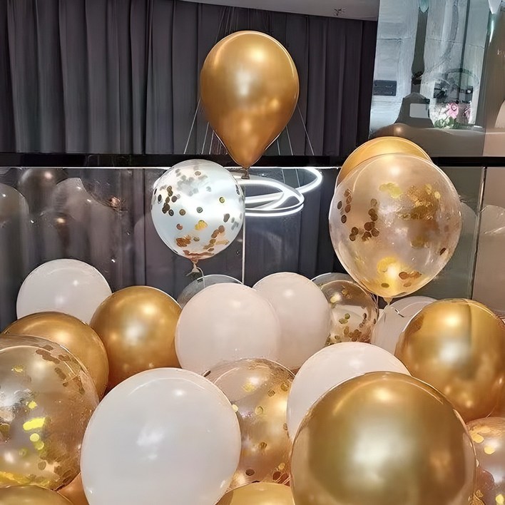 뷰라뷰 파티풍선 50p  공기펌프  10m 리본 세트