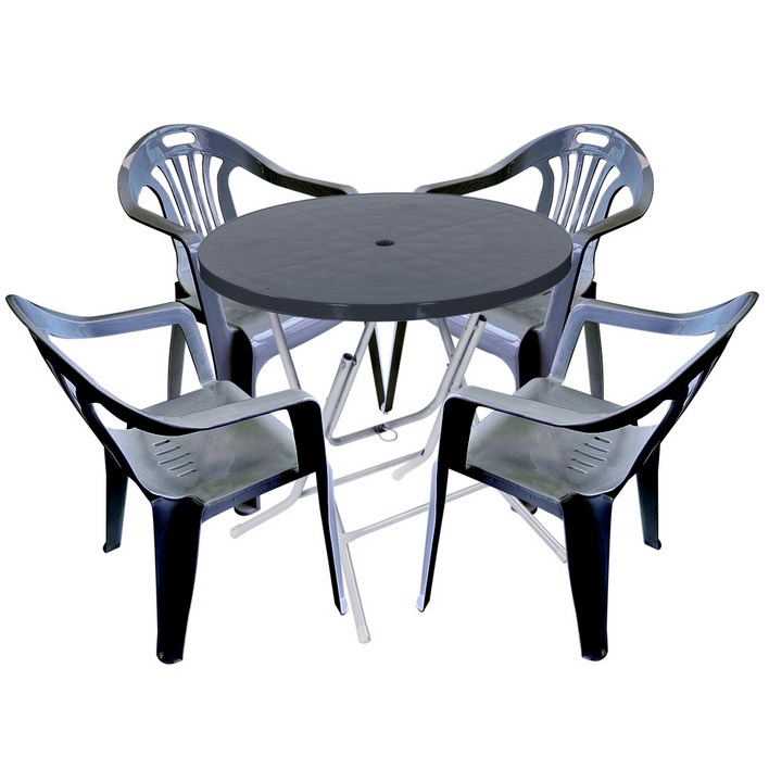 플라스틱테이블 야외테이블 편의점 포장마차 간이 접이식 테이블 의자 세트, 그레이