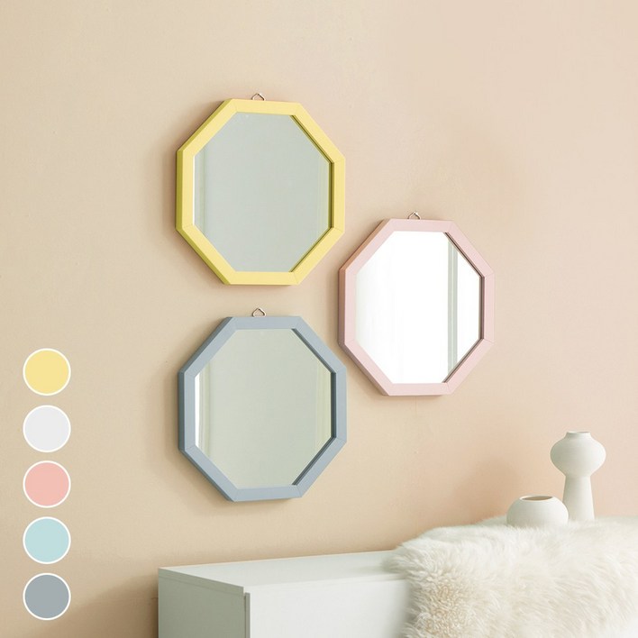 유씨엠 멜로니 인테리어 정팔각 벽거울 400, 민트