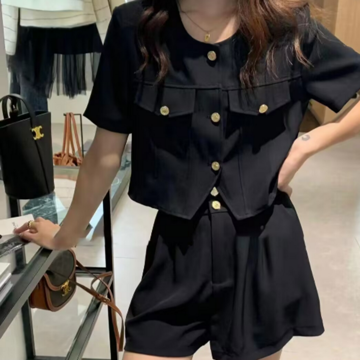 루스리더 여성 여름 반팔 자켓 반바지 투피스 V511