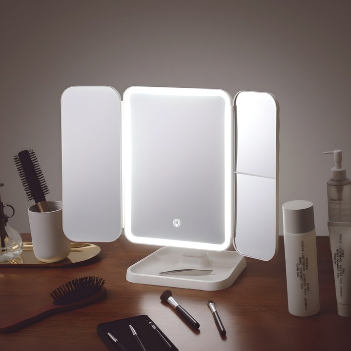 나쥬랑 LED 탁상 거울 접이식 화장 접이식 거울 메이크업 무선 조명 나쥬랑 LED 탁상 거울 접이식 화장 접이식 거울 메이크업 무선 조명