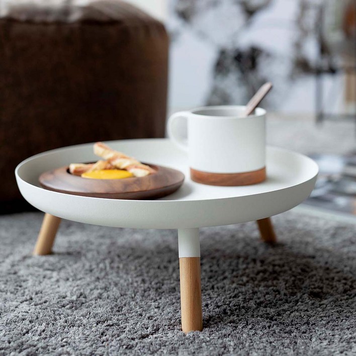 리빙헤이븐 다용도 좌식 미니 테이블 , 화이트우드